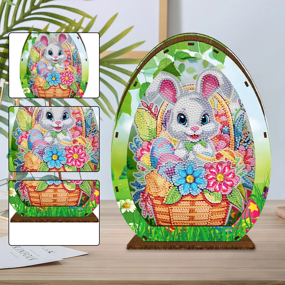 DIY Rabbit Easter Egg Wooden Special Shaped Diamond Painting Lamp for Adult Kids