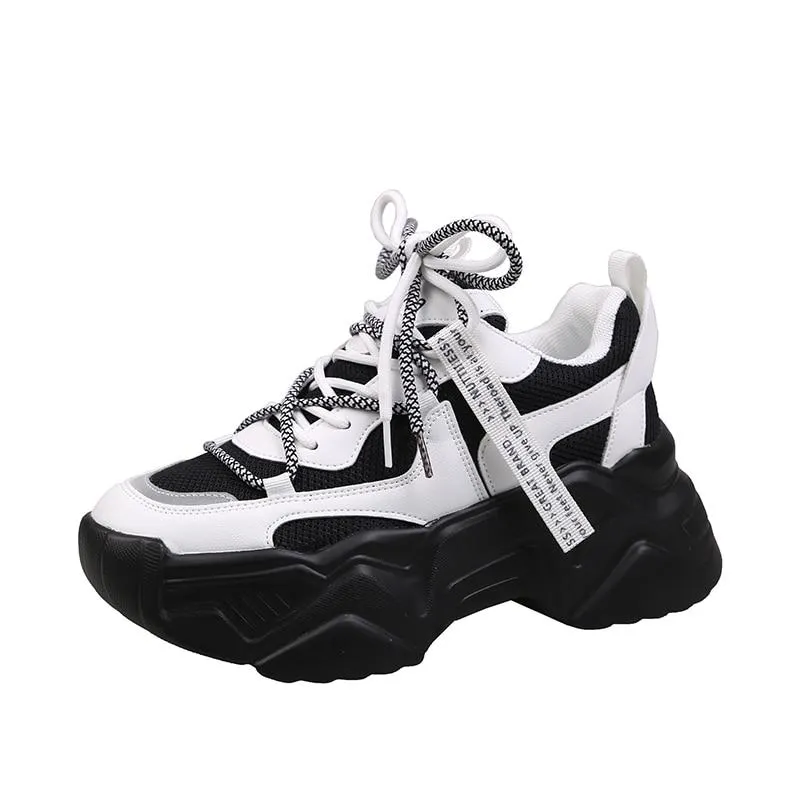 Platform Sneakers Women 2021 New Fashion Height Increasing Chunky Shoes Solid Pink Black Girls Casual Sneakers Trainers