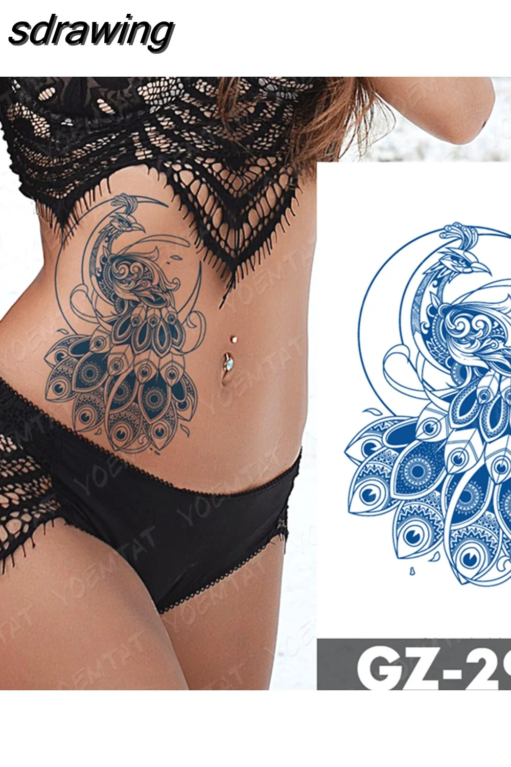 sdrawing Ink Tattoos Body Art Lasting Waterproof Temporary Tattoo Sticker Rose Flower Pearl Tatoo Arm Fake Butterfly Peony Tatto