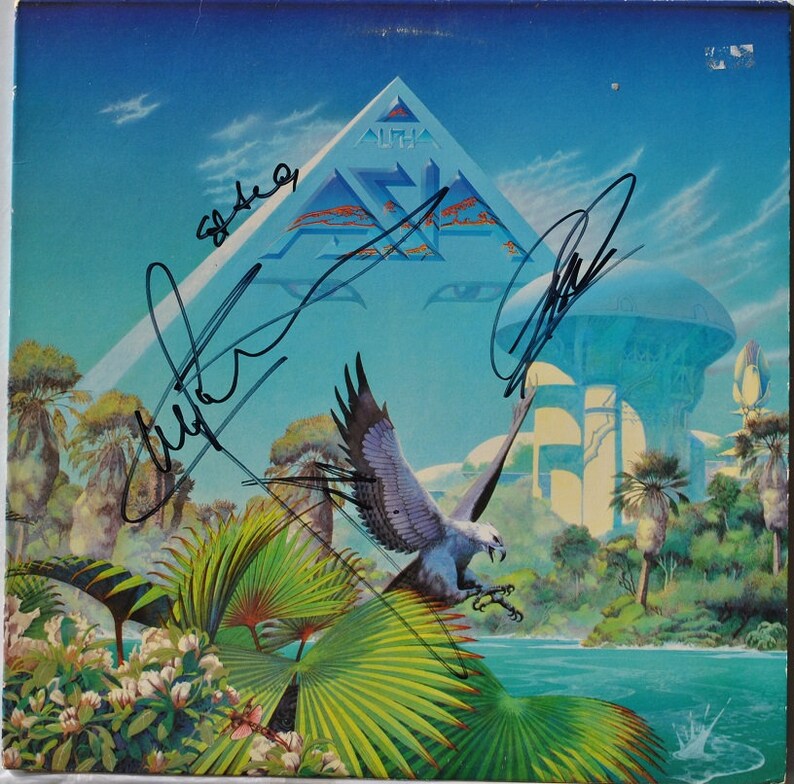 ASIA ALPHA SIGNED Album X4 Geoff Downes, Carl Palmer, Steve Howe, John Wetton wcoa