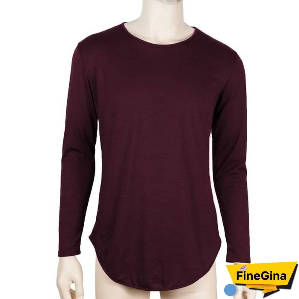 Plus Size Fashion Casual Slim Elastic Soft Solid Long Sleeve Men T Shirts Male Fit Tops Tee