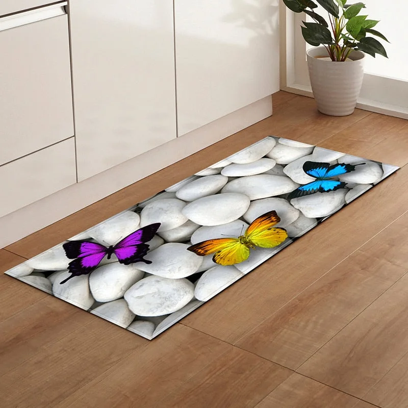 New 3D Beach Printed Kitchen Mat Anti-slip Bath Doormat Bathroom Absorbent Mats Home Living Room Rest Area Decoration Floormat