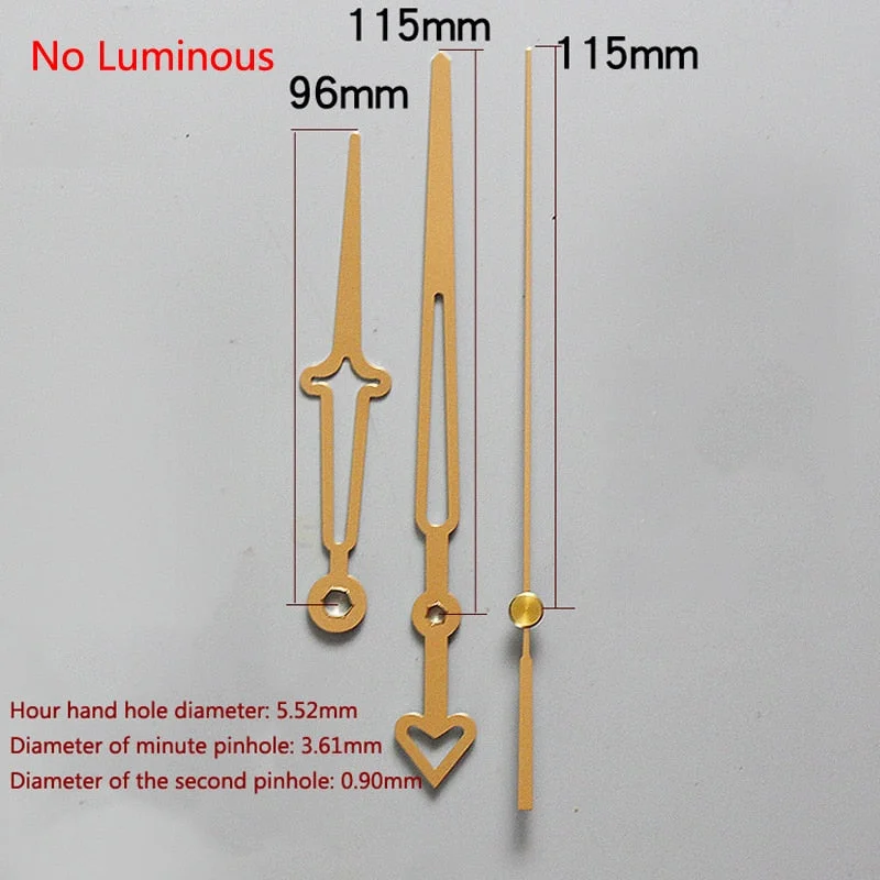 DIY Wall Clock Hands Gold Repair Parts Tools Metal Hour Hand Minute Hand Second Hand Luminous Clock Pointer Golden