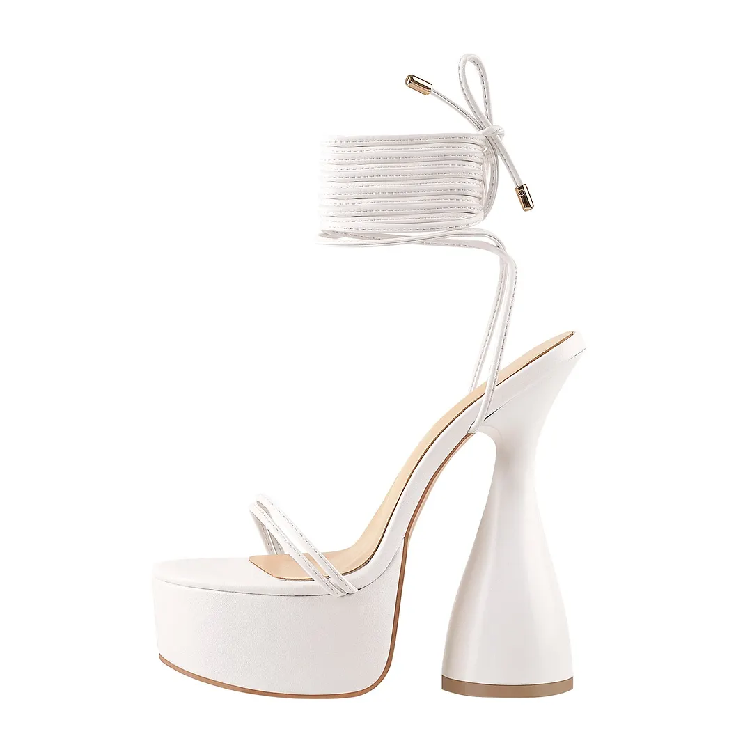 Onlymaker Women's Summer Platform Ankle Strap Spike Heels Sandals Silver Patent Leather PVC Female Big Size Sandals