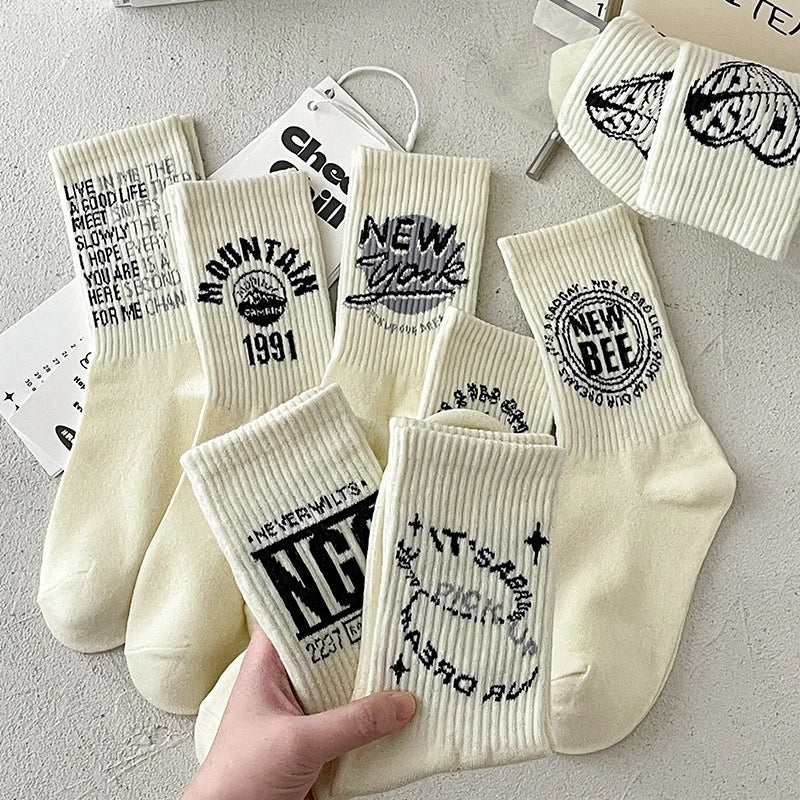 Socks Men's Mid-calf Socks Spring And Summer Thin Cotton Socks Long Breathable Sweat-absorbent Retro Men's Sports Autumn And Winter