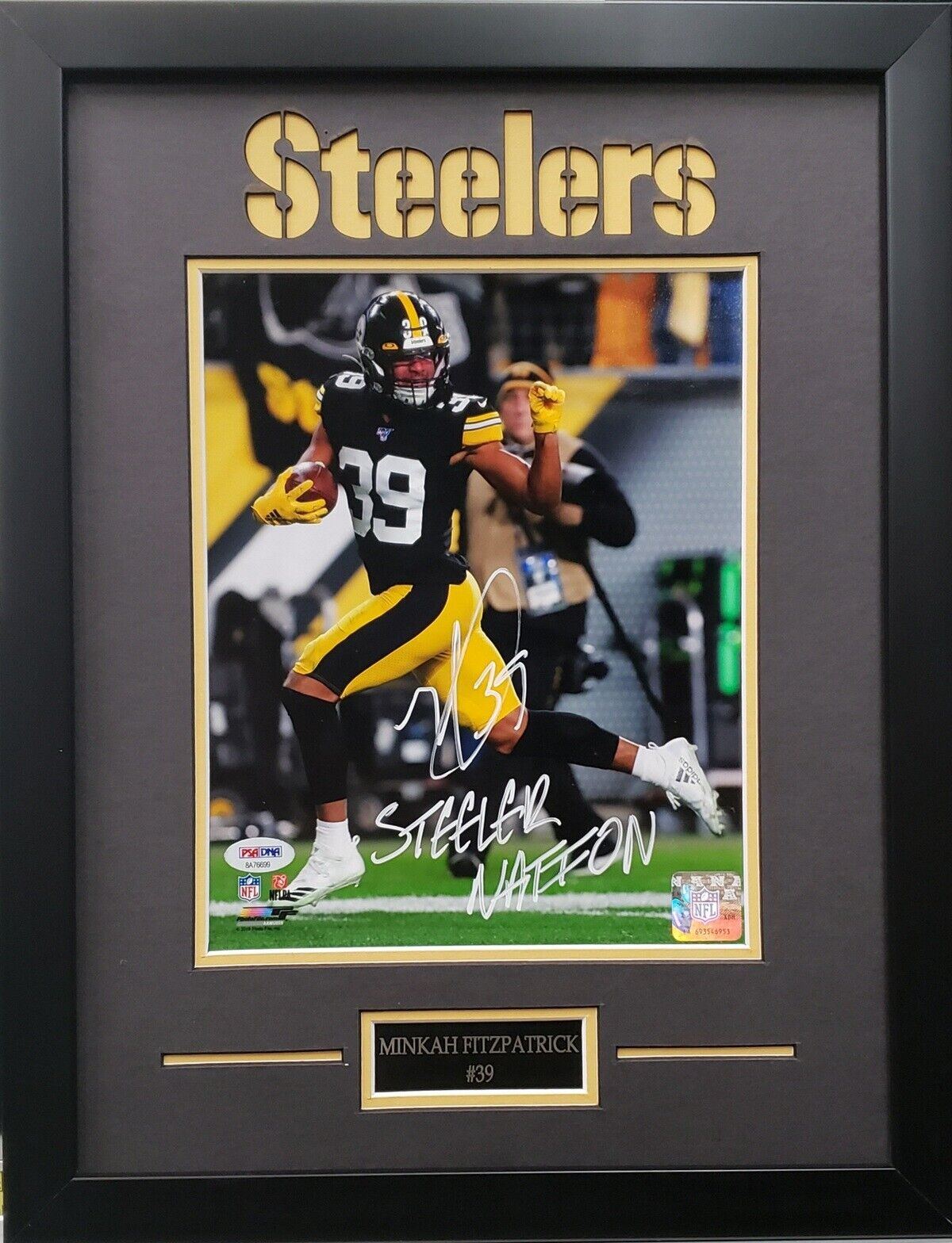 Minkah Fitzpatrick signed inscribed 8x10 framed NFL Pittsburgh Steelers PSA COA