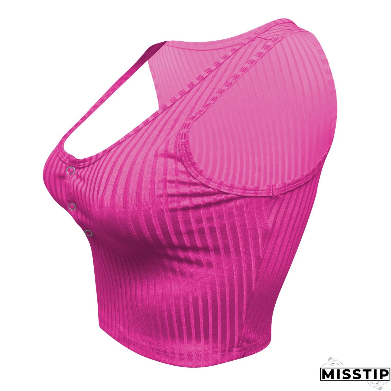 Women's Summer Casual Ribbed Tops Sexy Solid Color  Buttoned Vest