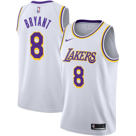 Men's Los Angeles Lakers #8 Kobe Bryant  White Association Edition Swingman Jersey