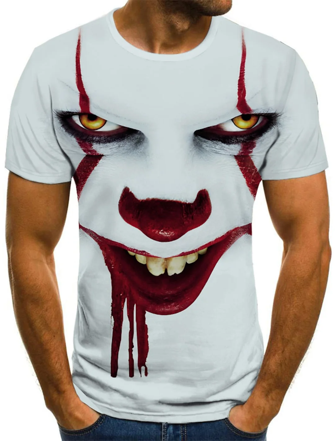 Men's Tee T-Shirt 3D Print Graphic Tribal 3D Print Short Sleeve Halloween Tops Streetwear Punk & Gothic Round Neck