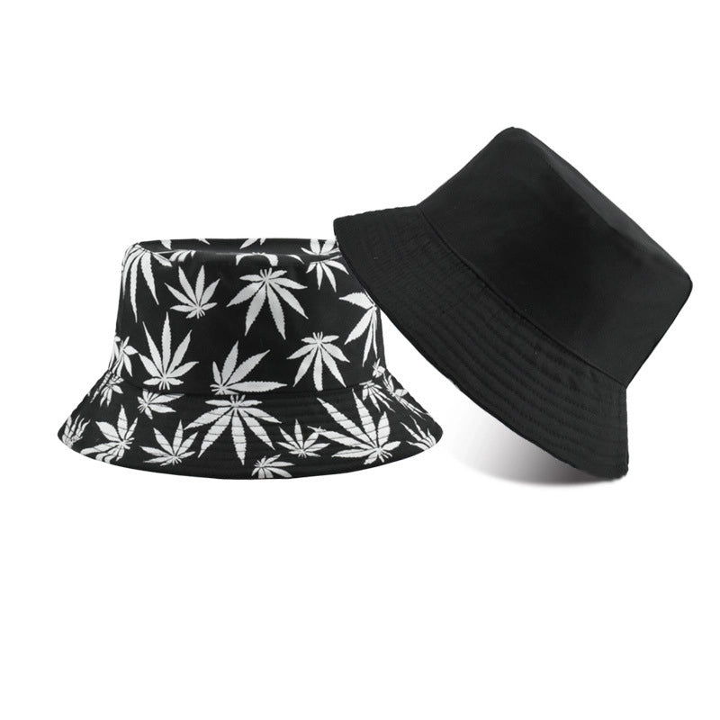 Unisex Minimalist Maple Leaf Printing Wide Eaves Bucket Hat