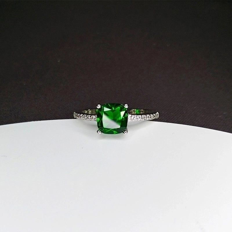 Glam Square Copper White Gold Plated Artificial Gemstones Rings