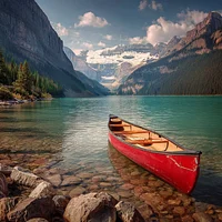 Lake Louise Emerald Canoe - Diamond Painting
