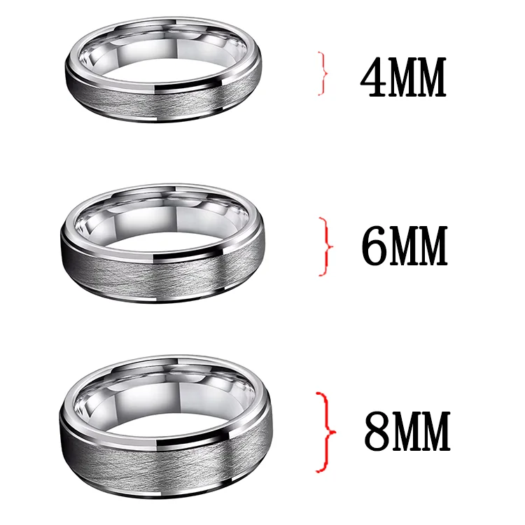 Stepped Edges Sliver Tungsten Carbide Rings Aquarius Couples Tungsten Wedding Bands for Men or Women 4MM 6MM 8MM