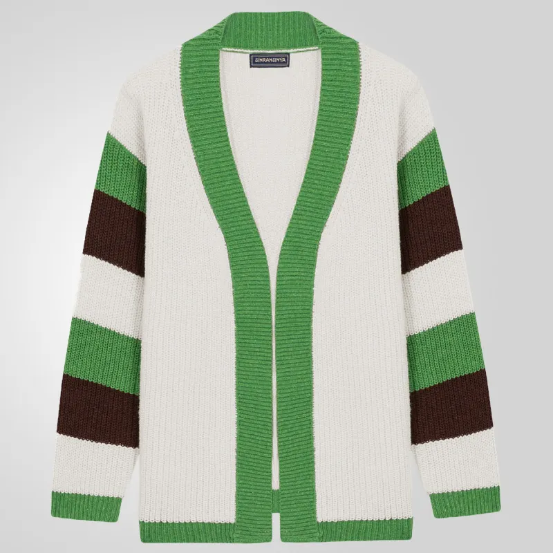 Uveng Uveng Men's Knitted Shirt Loose Color Knitted Jacket Thick Knit Sweater Man SY0105