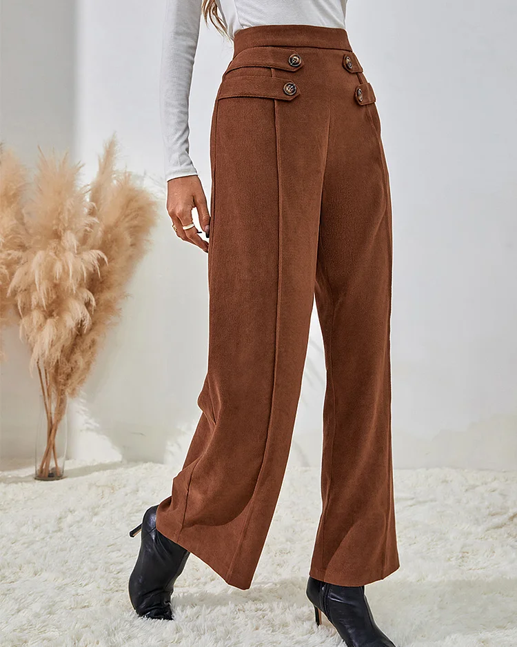 High-rise Straight-leg Draped Wide-leg Pants