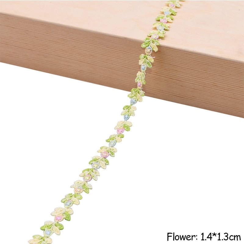 2Yards Flower Embroidered Lace Trim Ribbons Fabric Trim DIY Sewing Handmade Craft Materials Clothes Accessories Home Decoration