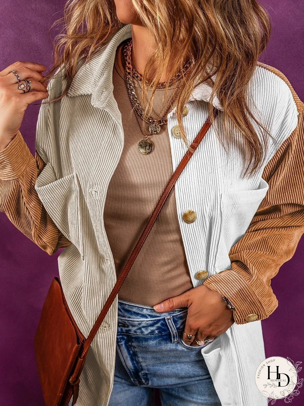 Statement Corduroy Colorblock Jacket