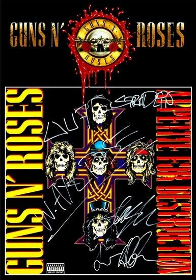 GUNS & ROSES - SIGNED LP COVER - APPETITE - Photo Poster painting POSTER INSERT FOR FRAMING