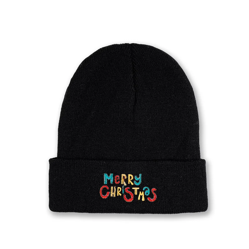 Fashionable Christmas Letter Embroidered Warm Ear Protection Knitted Hat