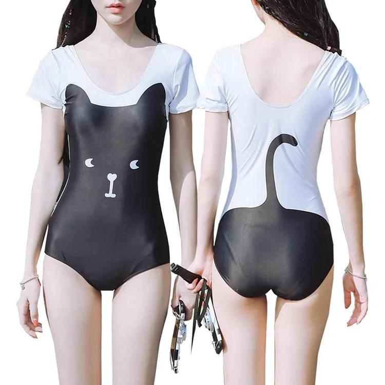 M-XL Black/Red Kitty One Piece Swimsuit SP166867