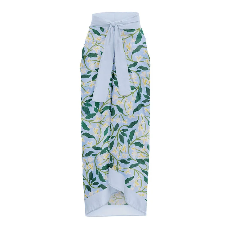 Blue Fiori di Limone Printed One Piece Swimsuit and Cover Up Flaxmaker