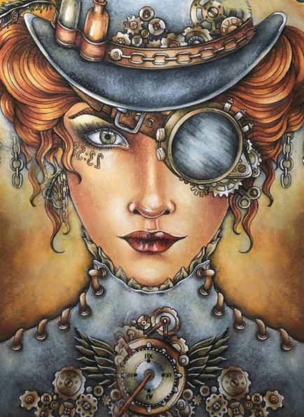 Steampunk Cool Girl 30*40CM(Canvas) Full Round Drill Diamond Painting gbfke