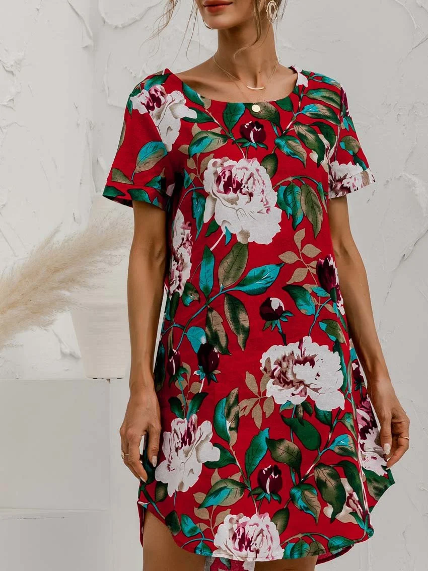 Women's Scoop Neck Short Sleeve Mini Dress