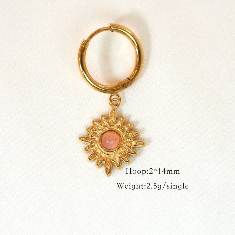 1 Pair Minimalist Cross Devil’s Eye Moon 304 Stainless Steel Drop Earrings