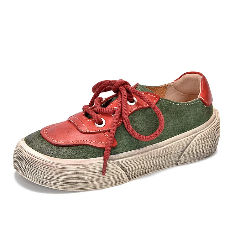 Versatile Colorblocking Round Toe Flat Shoes