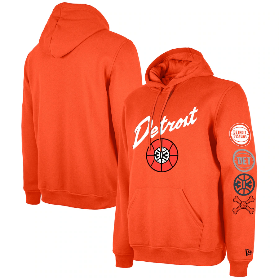 Men's Detroit Pistons  Orange 2023/24 City Edition Pullover Hoodie mysite