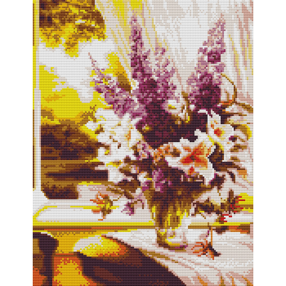 

Table Flowers - 11CT Stamped Cross Stitch - 45*35CM, 501 Original