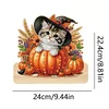 (US Only)Halloween Pumpkin Cat Wood 2D/Flat DIY Diamond Painting Hooks Home Decor Craft