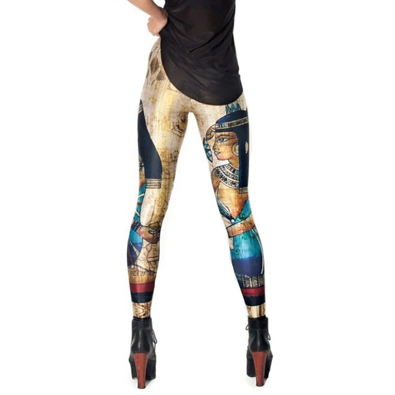 CUHAKCI Digital Printed Sexy Leggings Women Cleopatra Push Up Pants Egypt Pharaoh Pattern Fitness Leggins