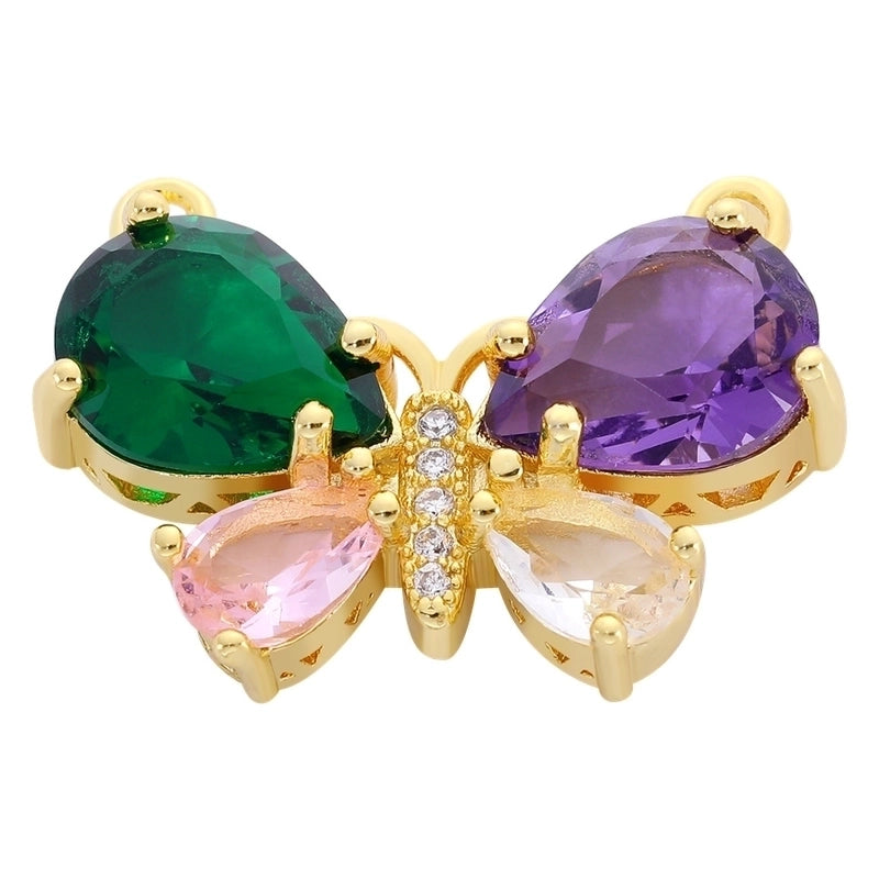 1 Piece 18 * 24mm Alloy Copper Pearl Zircon Tortoise Wings Butterfly Pendant