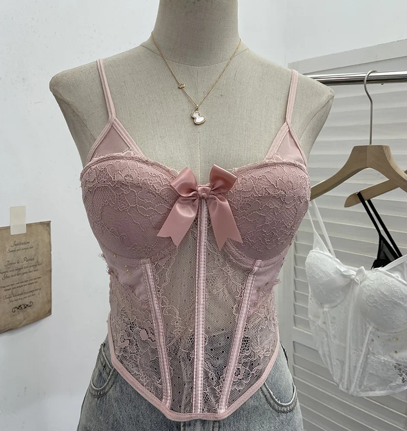 Nigikala Nigikala Shoot Spice Girls With Chest Pads Fish Bone Lace Sexy Sling Vest Short Boobs On The Back Of The Dress Woman 1127