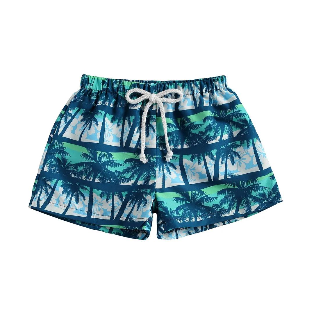 Children Kids Baby Boys Beach Shorts, Camouflage Palm Tree Printing Elastic Force Lace Up Waist Bottoms Trousers 1-5T