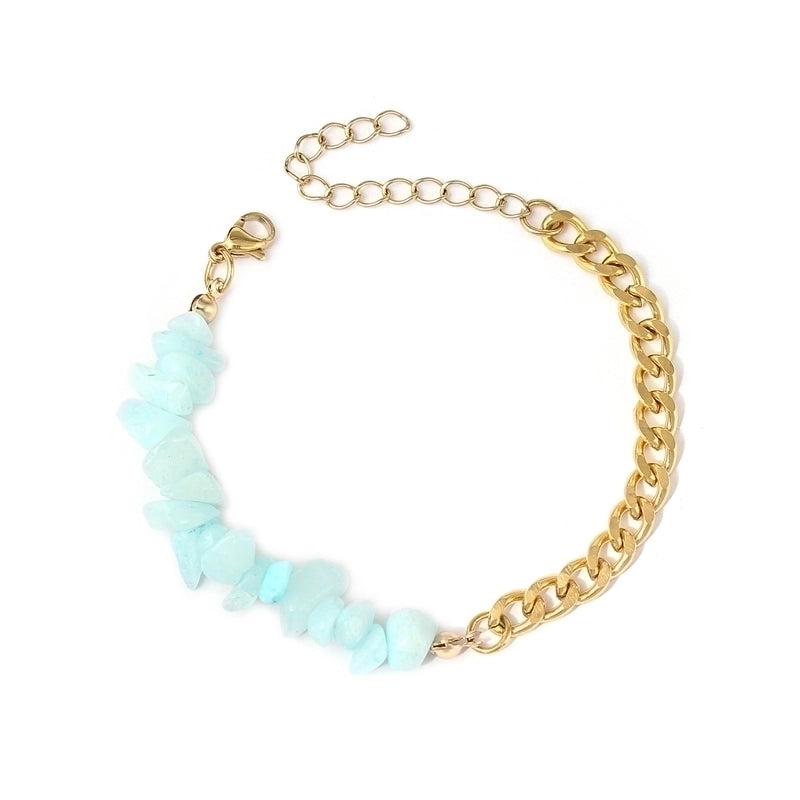 Vacation Color Block 304 Stainless Steel Natural Stone 18K Gold Plated Bracelets In Bulk