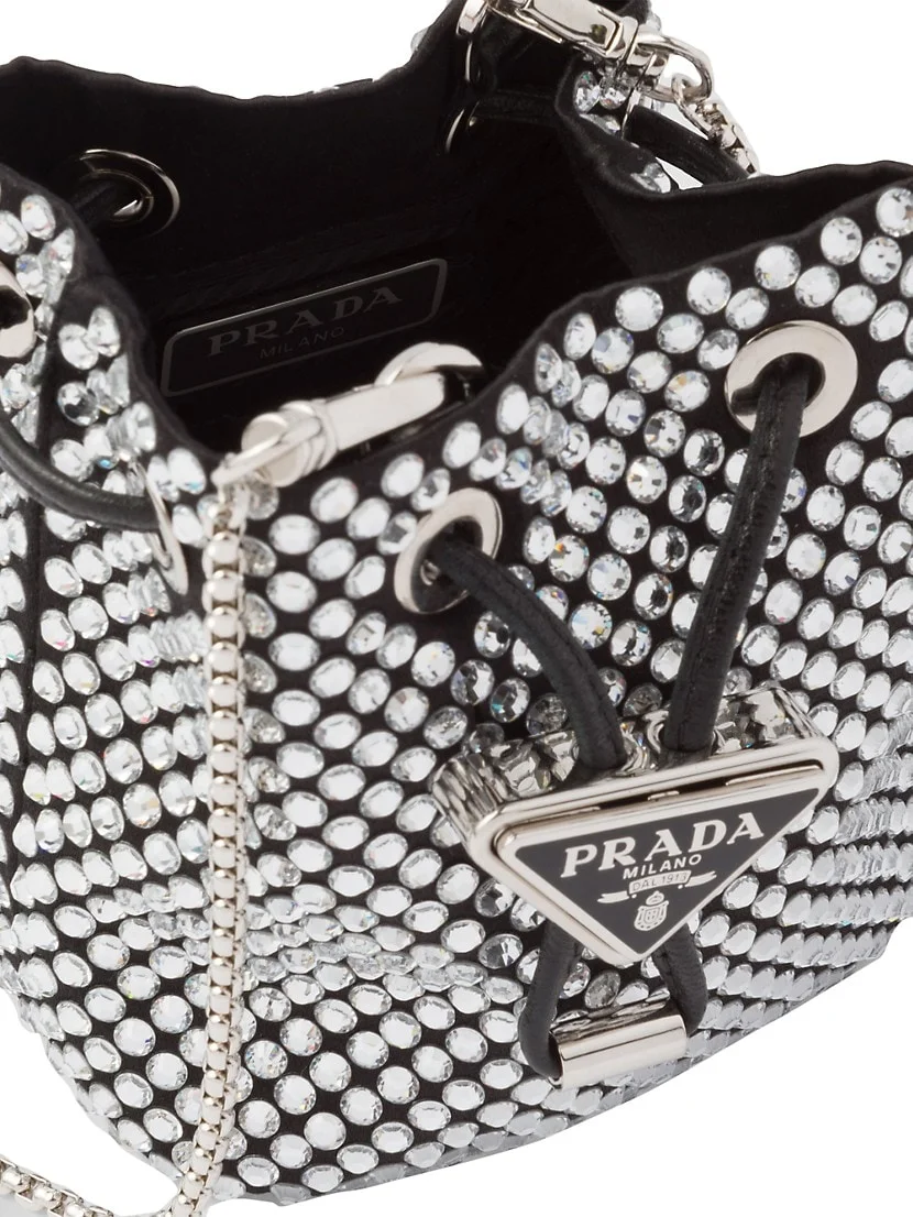 Prada Embellished Satin Mini Pouch