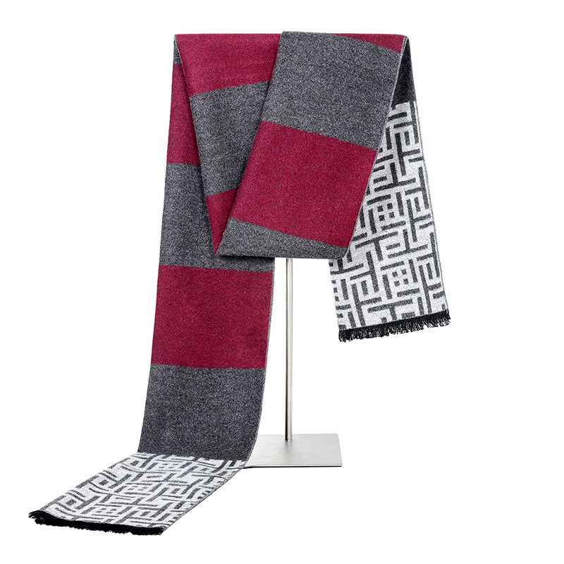 Striped Contrast Print Thermal Scarf