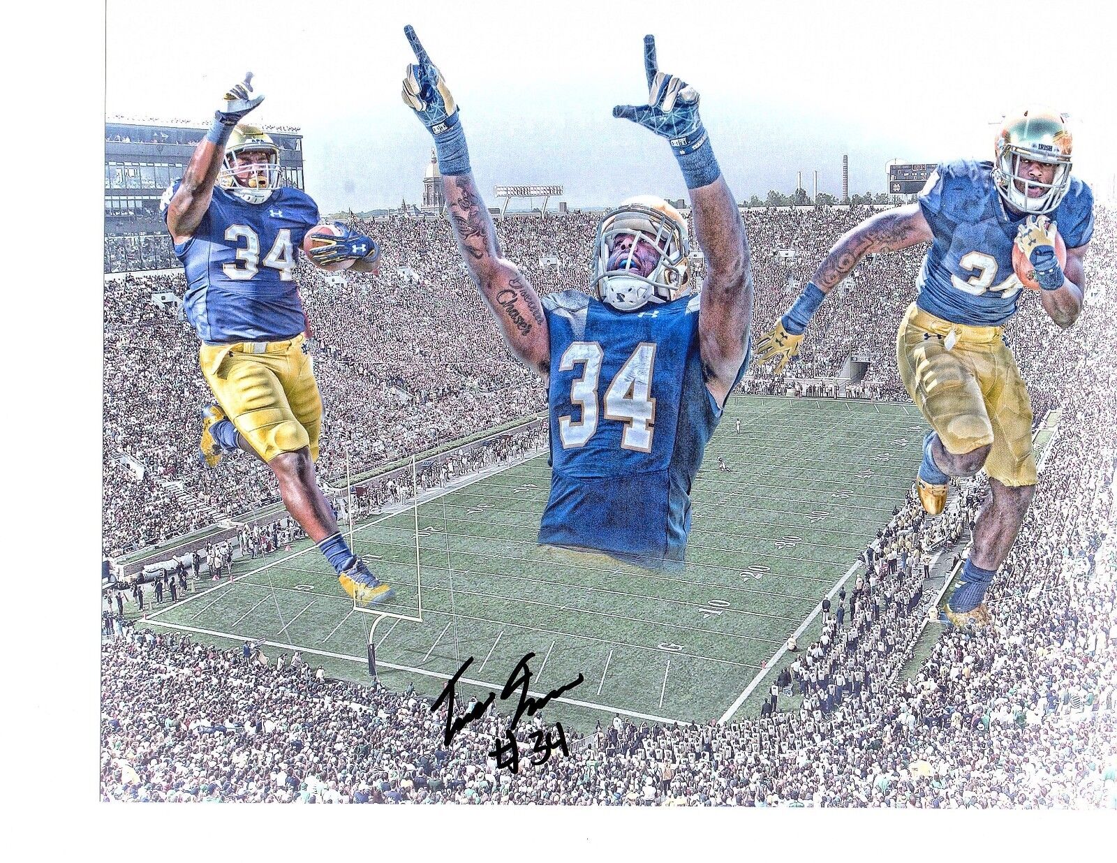 Tony Jones Jr. Notre Dame Irish signed autographed 8x10 football edit Photo Poster painting b