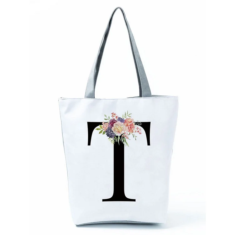 Alphabet flowers Printed large-capacity one-shoulder handbag