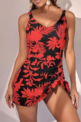 One Piece Tummy Control Swimdress for Women 