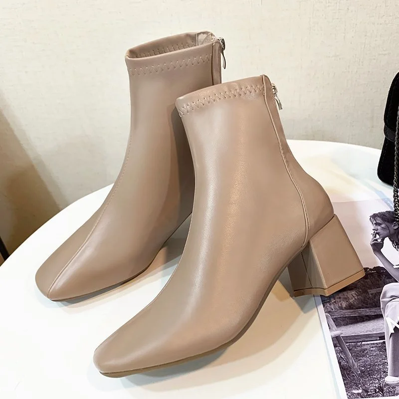 Breakj Breakj Version Of The Head Thick And Short Boots Woman New Fashion Zipper High And Martin Boots
