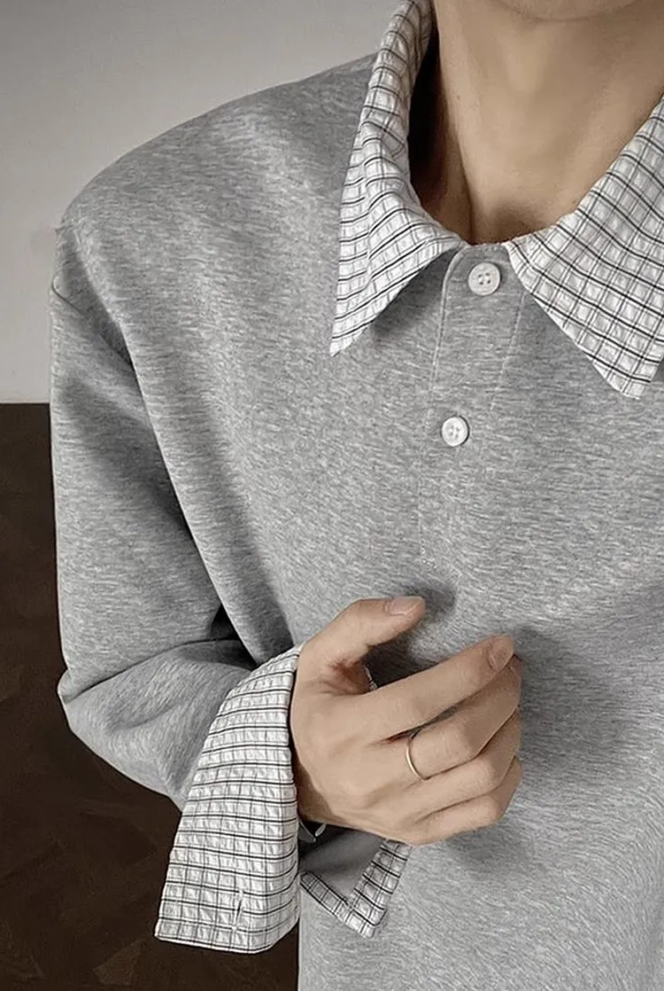 Classic Men's Hooded Sweatshirt with Polo Collar Design
