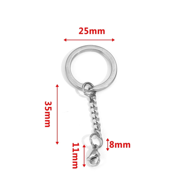 5 PCS/Package 25*35mm 30*35mm Stainless Steel Solid Color Polished Keychain Accessories