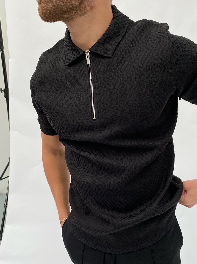 herringbone jacquard polo shirt