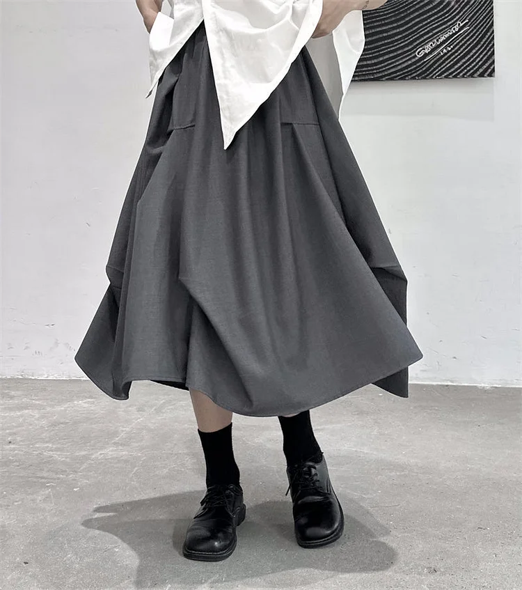 Dawfashion Techwear Streetwear-Japanese Solid Color Loose Design Skirts-Streetfashion-Darkwear-Techwear
