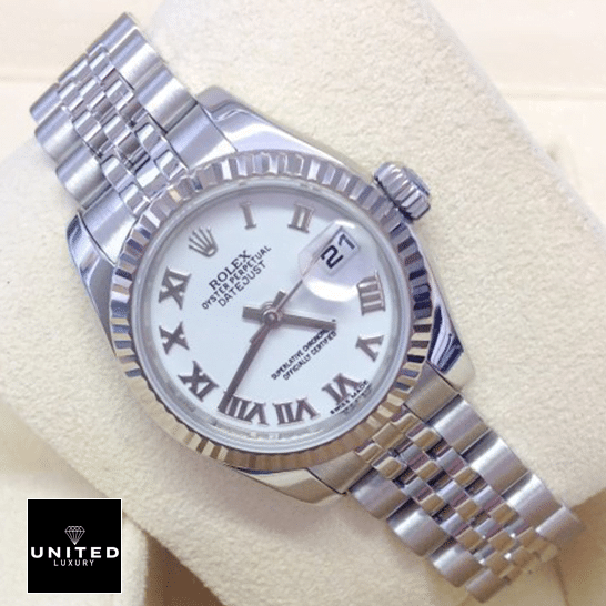 Rolex Datejust 179174 White Dial Replica and clock cushion