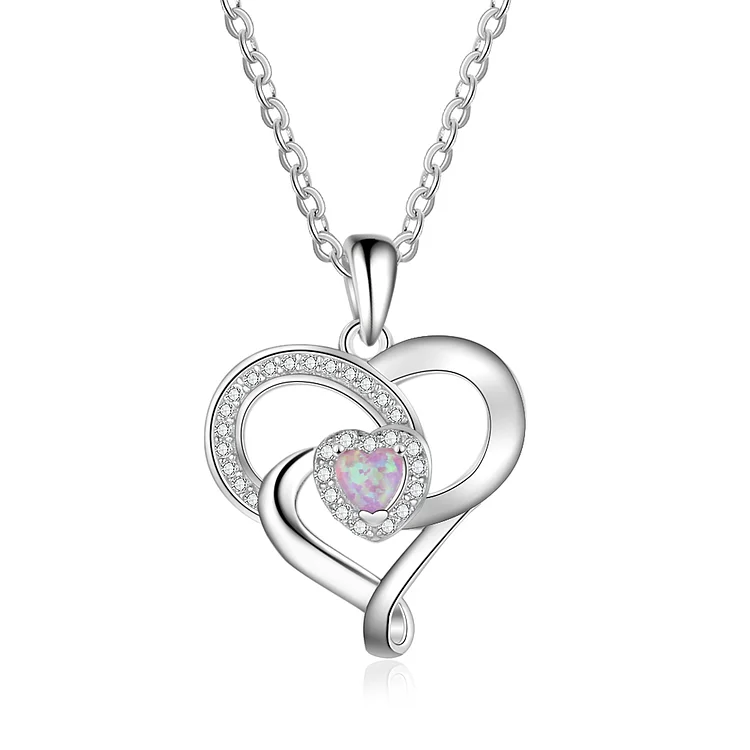 Opal Heart Pendant Necklace for Women