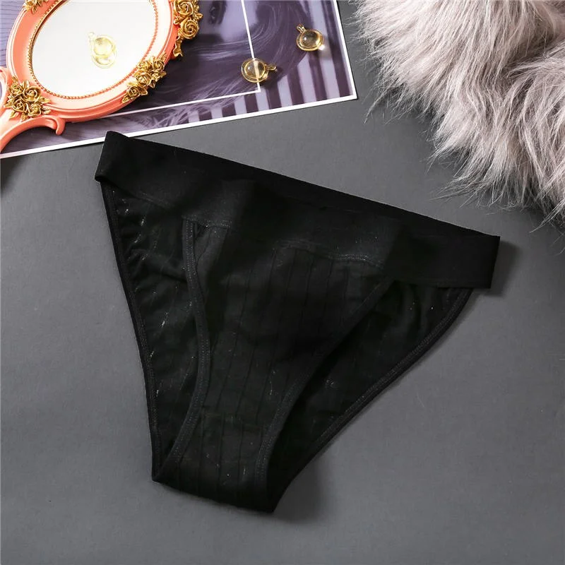 FINETOO Women Cotton Panties Comfortable Wide Waist Briefs Sexy Women Underwear M-XL Soft Striped Underpants Female Lingerie New